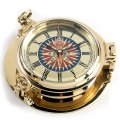Bullaugen-Uhr mit Kompassrose Ø 18 cm