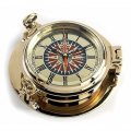 Bullaugen-Uhr mit Kompassrose Ø 22 cm